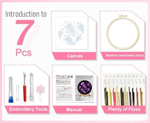 Huacan Embroidery Kit for Beginners,Flower Embroidery Kits for Adult, Needlepoint Kits for Adults with Stamped Patterns - Image 3