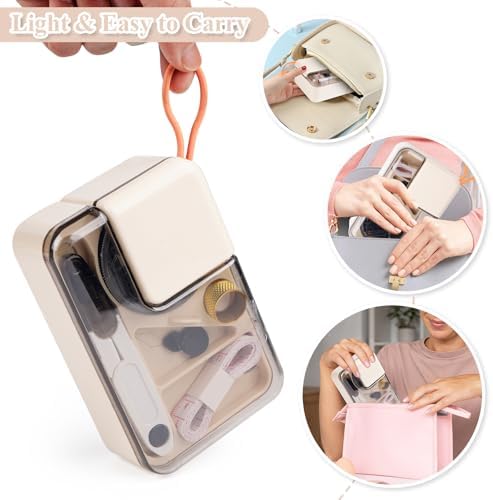 Sewgurixi Mini Sewing Kits for Adults, Small Sewing Accessories and Supplies for Beginners with Needles, Threads, Scissors, Measure Tape, Suitable for Travel, Home, School and DIY Gift (Cream White) - Image 7