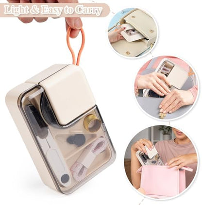 Sewgurixi Mini Sewing Kits for Adults, Small Sewing Accessories and Supplies for Beginners with Needles, Threads, Scissors, Measure Tape, Suitable for Travel, Home, School and DIY Gift (Cream White) - Image 7