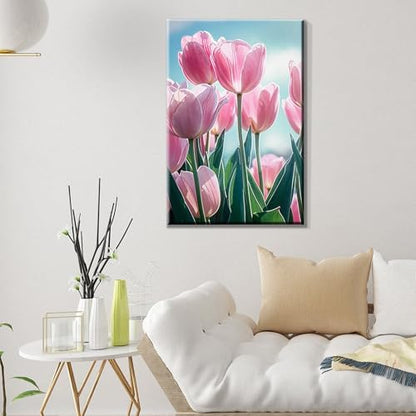 ATDMS Flowers Paint by Numbers Kit for Adults with Frame, 7.87x11.81 Inch - Image 5