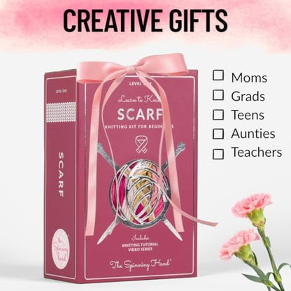 The Spinning Hand Knitting Kit for Beginners Adults – Educator-Designed, Self-Striping Wool Yarn, Bamboo Needles & Video Tutorials (Dragonfruit) - Image 6