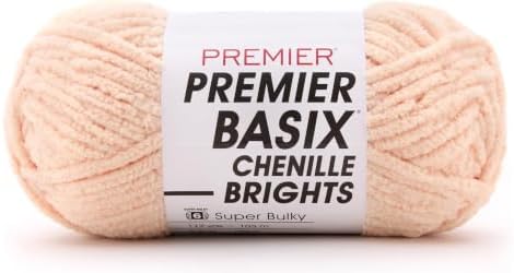 Premier Basix Chenille Brights Yarn, Plush Bulky Chenille Yarn for Crocheting & Hand Knitting, Soft Yarn for Cozy Projects, Chunky Yarn for Hand Knitting, Shell by Premier