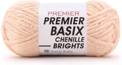 Premier Basix Chenille Brights Yarn, Plush Bulky Chenille Yarn for Crocheting & Hand Knitting, Soft Yarn for Cozy Projects, Chunky Yarn for Hand Knitting, Shell by Premier