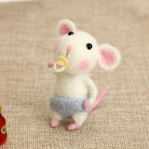 Christmas Felt Mice Ornaments, Mice Needle Felting Starter Kit Felt Mouse Craft Kit, Cute Handmade Needle Felting Kit Beginner Unfinished Wool Felt Mouse Craft Kit for Beginner DIY Craft by Unknown
