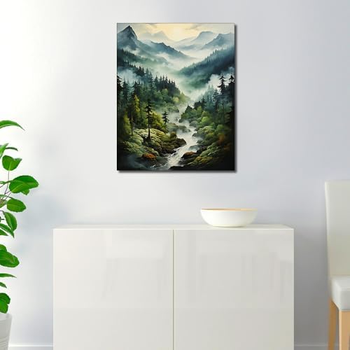TUMOVO DIY Framed Paint by Numbers for Adults Forest Landscape, Acrylic Paint Kit, 16"x20" - Image 2