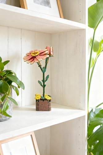 3D Wooden Flower Puzzle Kit for Adults | DIY Botanical Bouquet Building Set with Adjustable Vase | Home Decor & Stress Relief Gift-Daisy (99PCS) - Image 5