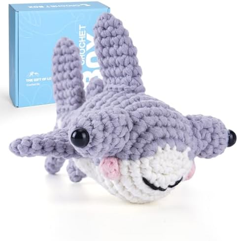 CrochetBox Hammerhead Shark Crochet Kit for Beginners, Adults and Teen by CROCHETBOX