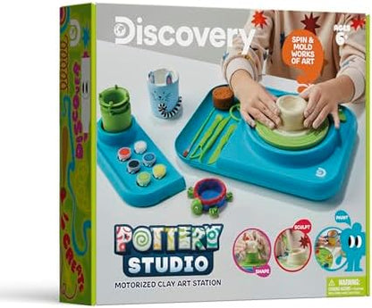 Discovery™ Pottery Studio Motorized Clay Art Station – Complete Set with Pottery Wheel, 3 Molds, Tools, Paints, & Air-Dry Clay for Kids| Arts and Crafts Toy for Boys Girls| Art Supplies Activity Kit - Image 6