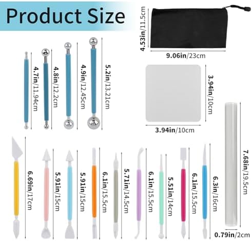 16PCS Clay Sculpting Tools Set with Roller & Storage Bag - Image 3