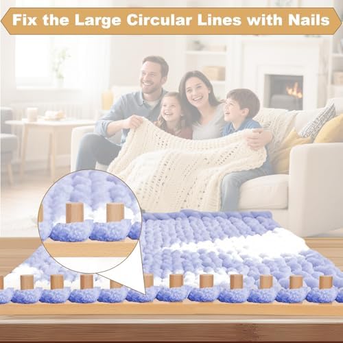 Sienson 52" Chunky Knitting Loom for Blanket Making – Foldable Wood Frame, Portable DIY Hand Knitting Kit for Beginners, Reusable Blanket Loom for Bulky Yarn Crafts & Gifts - Image 4