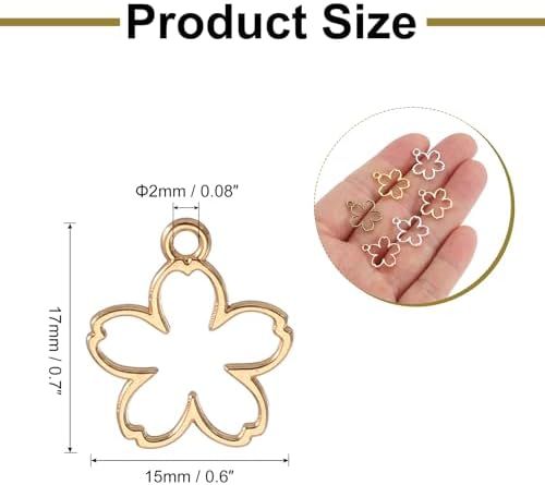 uxcell 30Pcs Alloy Open Bezel Pendants Open Back Hollow Frame Light Gold - Image 2