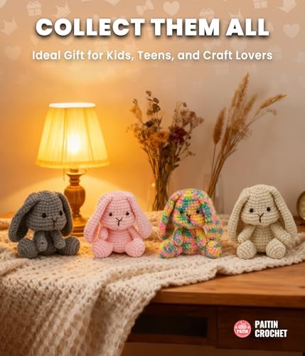 PAITIN Crochet Starter Kit – Easy DIY Craft Set for Adult Beginners, Handmade Yarn Art Project with Video Guidance (Pink Bunny) - Image 6