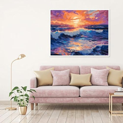 Clendo Beach Paint by Numbers Kit for Adults Beginner, Colorful Seaside Painting by Number on Canvas, DIY Acrylic Sunset Adult Paint by Number Kits for Home Decor Gift 16x20 Inch - Image 4