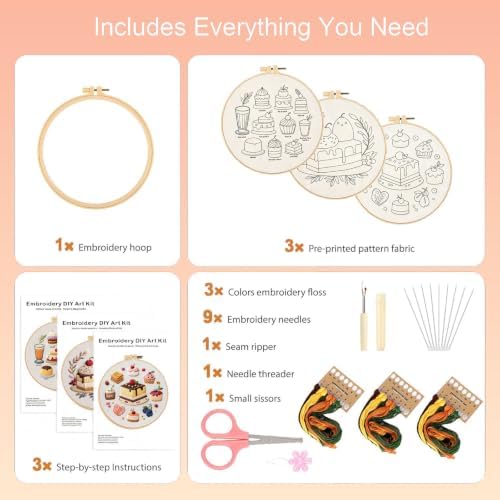 FEIYUENO 3 Sets Cake Pattern Embroidery Kit for Beginner Adults - Image 2
