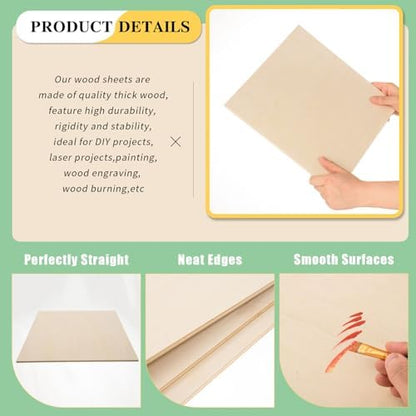 24 Pack 12 x 12 x 1/4 Inch-6mm Thick Basswood Sheets for Crafts, DIY Laser Projects, Wood Burning, Engraving, Staining, Architectural Model Making - Image 4