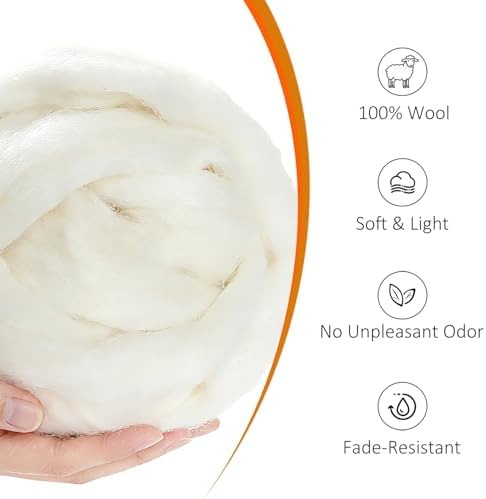 3.4oz Needle Felting Wool Star White for DIY Needle Craft Enthusiasts - Image 2