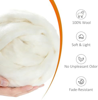 3.4oz Needle Felting Wool Star White for DIY Needle Craft Enthusiasts - Image 2