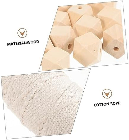 OUNONA 1 Set DIY Macrame Tapestry Kit Complete for Adults Includes Rope Beads Rings for Wall Art Decoration Crafting Fun for Beginners Enthusiasts - Image 6