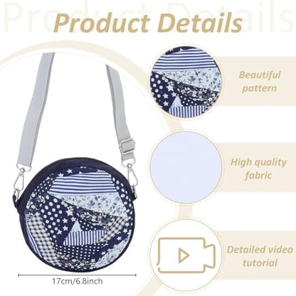 WEBEEDY DIY Quilt Tote Bag Kit for Adult Beginners Round Crossbody Bag Starter Kit with Video Tutorial,9 PCS Fabrics,Quilting Tools for DIY Sewing Patchwork Craft Valentine's Day Birthday Gift - Image 3