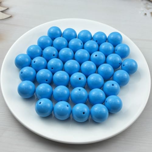 40pcs Acrylic Round Beads for Crafts 20mm Resin Candy Color Spacer Beads with Hole for Jewelry Making Sewing Crafts Decoration Necklaces Bracelets Earrings Supplies(Sky Blue) - Image 2