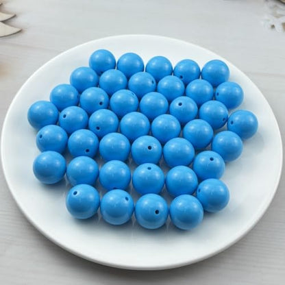 40pcs Acrylic Round Beads for Crafts 20mm Resin Candy Color Spacer Beads with Hole for Jewelry Making Sewing Crafts Decoration Necklaces Bracelets Earrings Supplies(Sky Blue) - Image 2