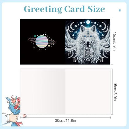 jinglinhh 12pcs Diamond Art Painting Hummingbird Dreamcatcher Wolf Greeting Cards with Envelopes, DIY Card Making Kits for Adults, Diamond Art Christmas Cards for Birthday Holiday Gifts - Image 2