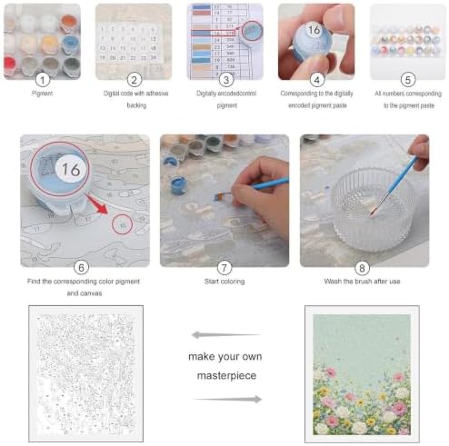 Paint by Numbers Kit for Adults Beginner Art Decor Mint Garden Floral - Image 3