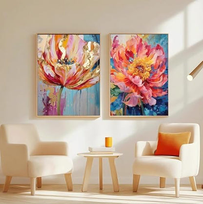 JATOK 3 Pack Paint by Numbers Kit for Adults, Blooming Flowers, 16 x 20 in - Image 6