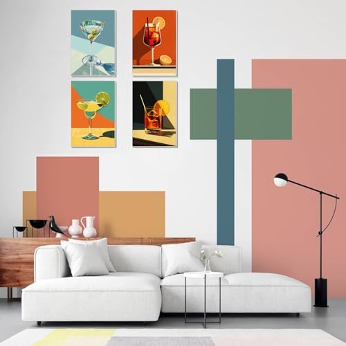 4 Pack Framed Paint by Numbers Kit for Adults Beginner Canvas Painting by Numbers for Adults Cocktail Easy Adult Paint by Number Kits with Frame Cocktails Art Watercolor Painting by Number 8x12 Inch - Image 5