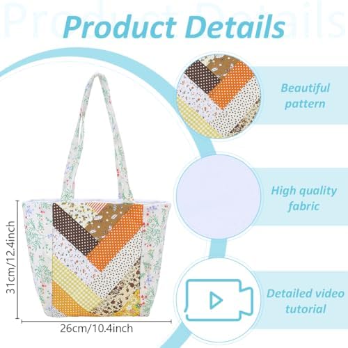 WEBEEDY DIY Quilt Tote Bag Kit for Adult Beginners Handmade Small Shoulder Bag Kit with Video Tutorial,9 Styles Fabrics,Quilting Tools for DIY Sewing Patchwork Craft Valentine's Day Birthday Gift - Image 3