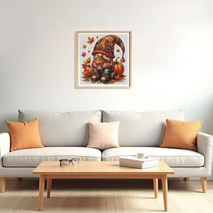 MYBISYMQQ Gnome & Pumpkin Stamped Cross Stitch Kit for Adults 13.7x13.7in - Image 4