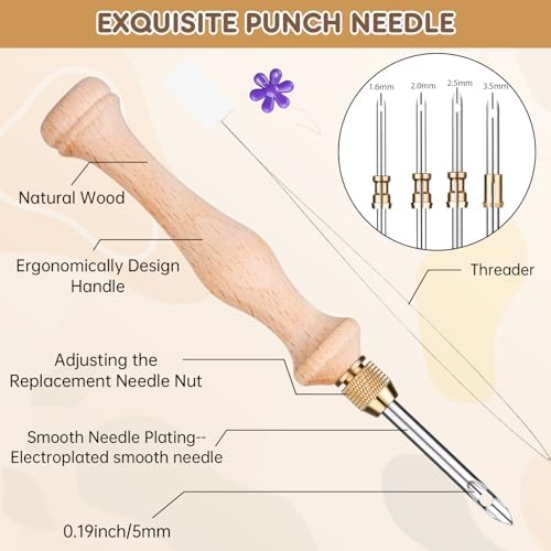 Punch Needle Tool with 5 Needles and Storage Box,Adjustable Needle Punch - Image 3