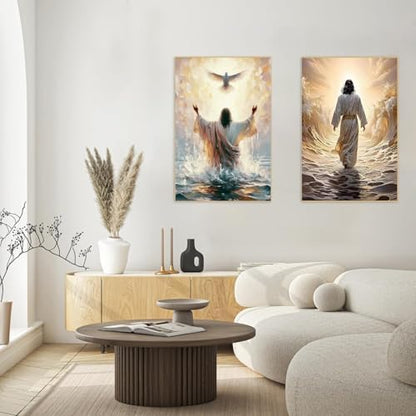 KYOQFVN 2 Pack Jesus Paint by Numbers Kit for Adults with Frame - Jesus Paint by Number Kits on Canvas with Wooden Easel, DIY Acrylic Oil Painting for Home Wall Decor8x12inch - Image 6