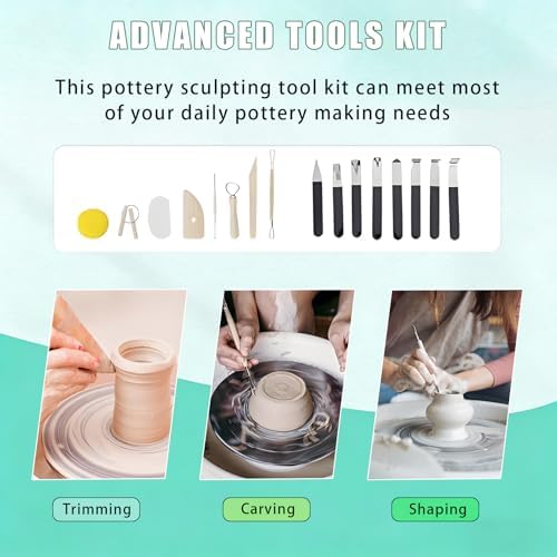 11 inch Pottery Wheel Machine,350W Direct Drive Motor,with LCD Panel，Adjustable Speed Foot Pedal Control,Detachable Basin,Clay Tools for Kids, Adults, Beginners, Art Craft Work Home DIY - Image 6