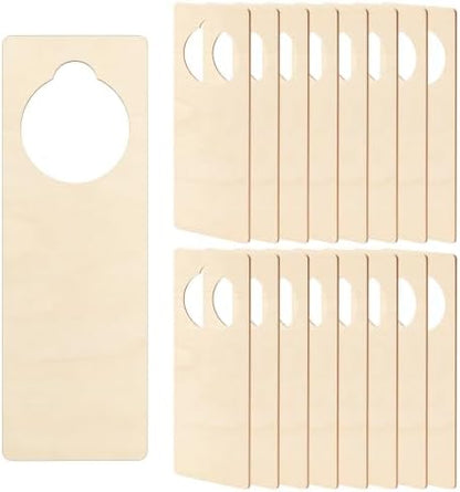 16 PCS 9.5"x 3.25" x 0.1" Unfinished Wooden Door Knob Hangers - Blank for DIY Crafts, Ideal for Home, Hotel & Office Decor by Unknown