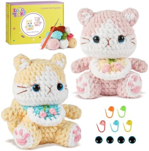 Crochet Kit for Beginners, Cute cat Animal Kits for Adults, Amigurumi Set by Unknown
