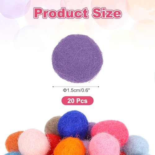 PATIKIL Wool Felt Balls Beads Wool Felting Pom 1.5cm 15mm Purple for Home Decor DIY Crafts Handcrafts Project Pack of 20 - Image 2