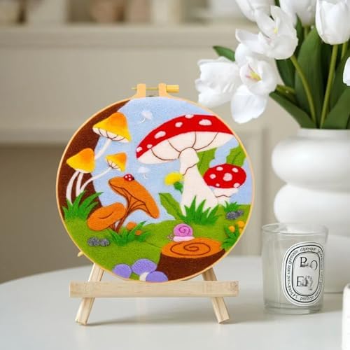Hilsayum Mushroom Pattern Needle Felt Painting Kit,Felt Kits for Adults,Needle Felting Kits, Wool Felt Painting Wool Felting Picture Kit Beginner (Mushroom A) - Image 5
