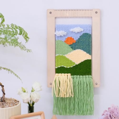 HAND U JOURNEY Weaving DIY Kit – 7.9"x11.8" Looms with Sticks, Yarn, Rope, and String All-in-One – Beginner-Friendly Craft Kit for Craft Lovers, Landscape Pattern - Image 4