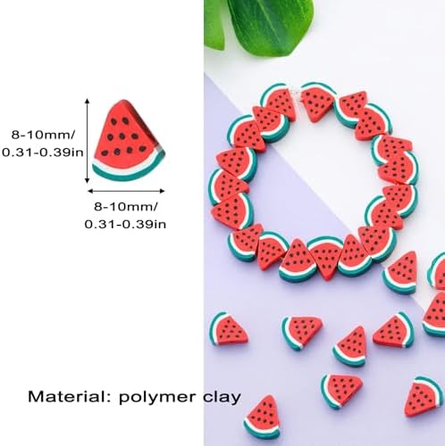 100pcs Watermelon Polymer Clay 10mm Spacer Beads for Women Jewelry Making DIY Bracelet Necklace Earring Kit (Watermelon) - Image 4