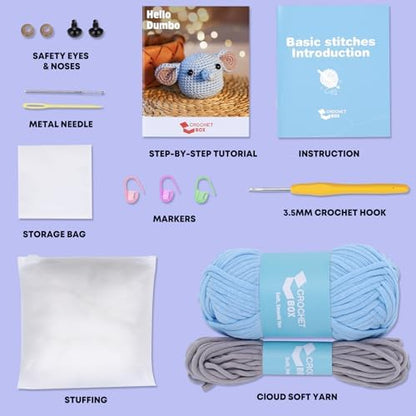 Crochet Kit for Beginners: Elephant Crochet Kit for Adults, Include Easy to Use Yarn, Step-by-Step Video, Patterns, Learn to Crochet, Thanksgiving, Christmas, Birthday Gift - Image 3