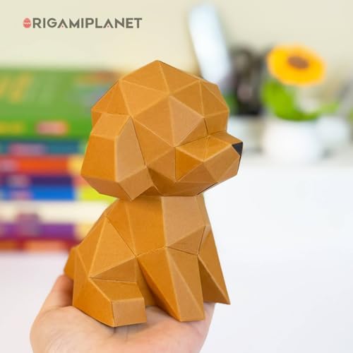 Teddy 3D Origami Paper Craft Kit, Easy DIY Pre-Cut Puppies Paper Sculpture Model for Adults, Cute Animal Handmade Home Decor Papercraft Gift Set for Beginners - Image 5