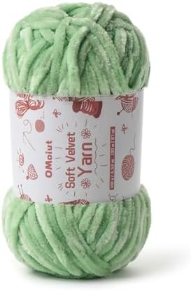 100g Fluffy Velvet Chenille Yarn for Crocheting and Knitting, 80m (87.5yd) Baby Yarn for Crocheting Soft, Crochet Chunky Yarn Amigurumi Yarns (Light Green) by OMoiut