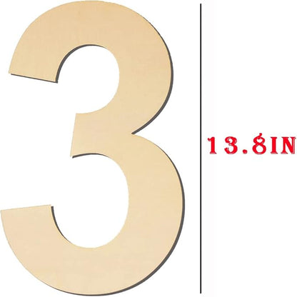 Unfinished Wooden Numbers - 15 Inch Big 3, Blank & Large for DIY Craft, Wedding & Birthday Party Decorations