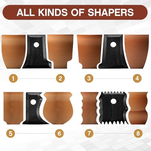 Amylove 7 Pcs Pottery Tools Pottery Rib Foot Shaper Trimming Tools Profile Bundle Foot Shaper for Ceramics for Carving Clay Molds Clay Texture Ribs Ceramics (Stylish Style, Black) - Image 3