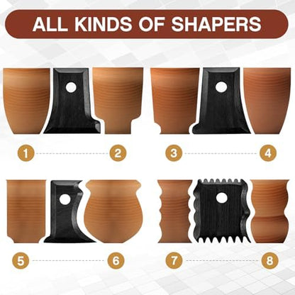 Amylove 7 Pcs Pottery Tools Pottery Rib Foot Shaper Trimming Tools Profile Bundle Foot Shaper for Ceramics for Carving Clay Molds Clay Texture Ribs Ceramics (Stylish Style, Black) - Image 3