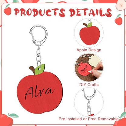 RattanView 24 Pcs Apple Craft Keychains DIY Keychain, 12 Styles - Image 3