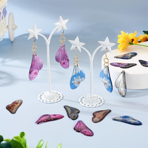 FASHEWELRY Resin Butterfly Wing Charms Transparent Wings Earring Charms Glitter Feather Pendants with Golden Jump Rings Earring Hooks for Crafts Jewelry Making (50Pcs/box) - Image 3