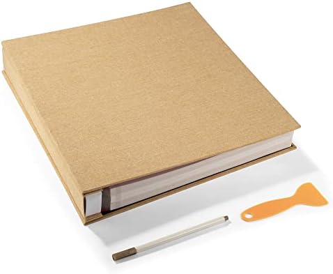 Large Photo Album Self Adhesive 4x6 5x7 3x5 8.5x11 Scrapbook Magnetic Album DIY Scrap Book Length 13 x Width 12.8 (Inches) 120 Sticky Pages Linen Cover DIY Photo Album (Yellow) by HoneyTolly