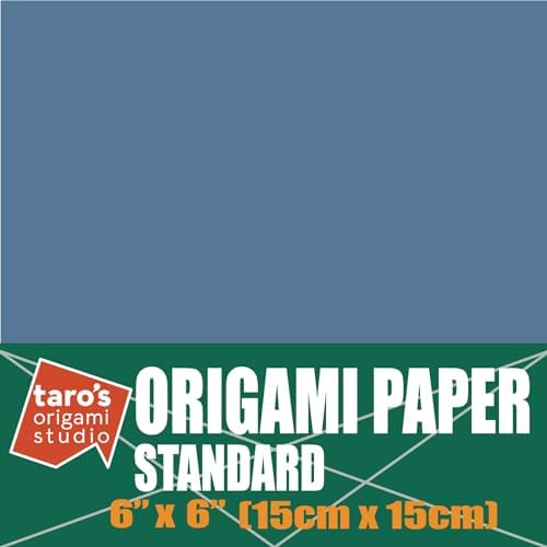 [Taro's Origami Studio] Standard 6 Inch One Sided Single Color (Blue Grey) 50 Sheets (All Same Color) Square Easy Fold Premium Japanese Paper for Beginner (Made in Japan) - Image 2